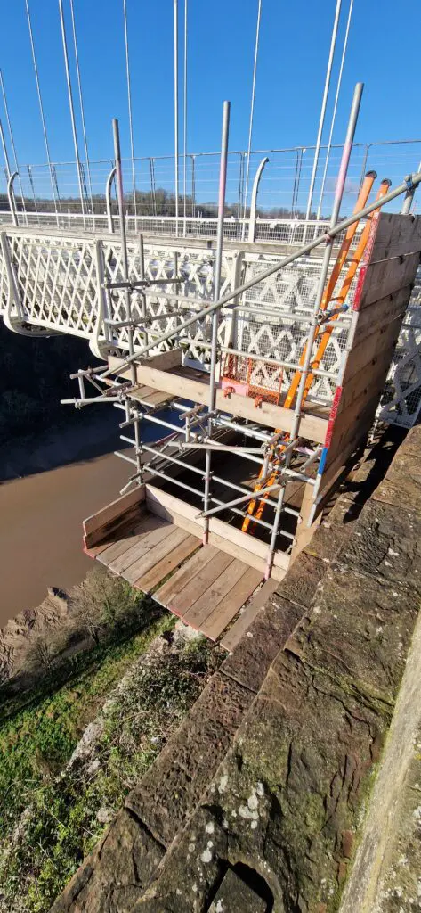 Scaffolding on the Clifton abutment