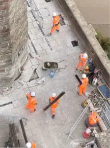 relaying paving on the abutment