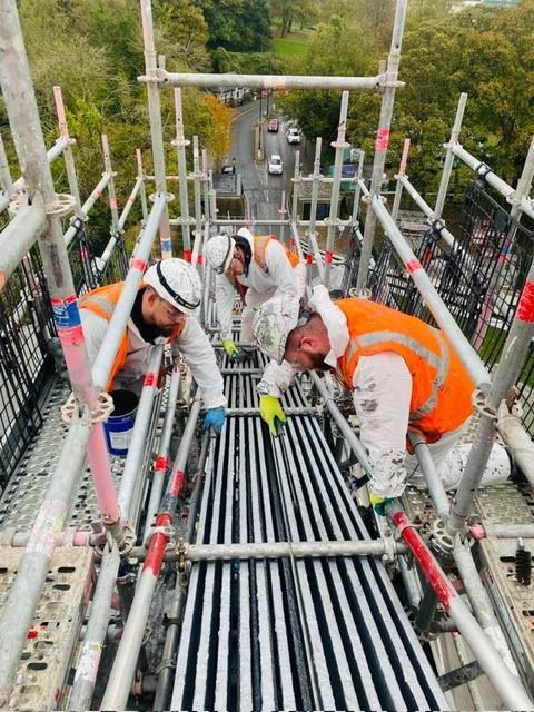 Inside the painting pod