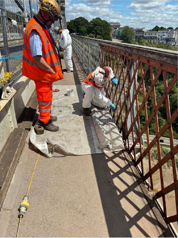 Painting the parapet fencing