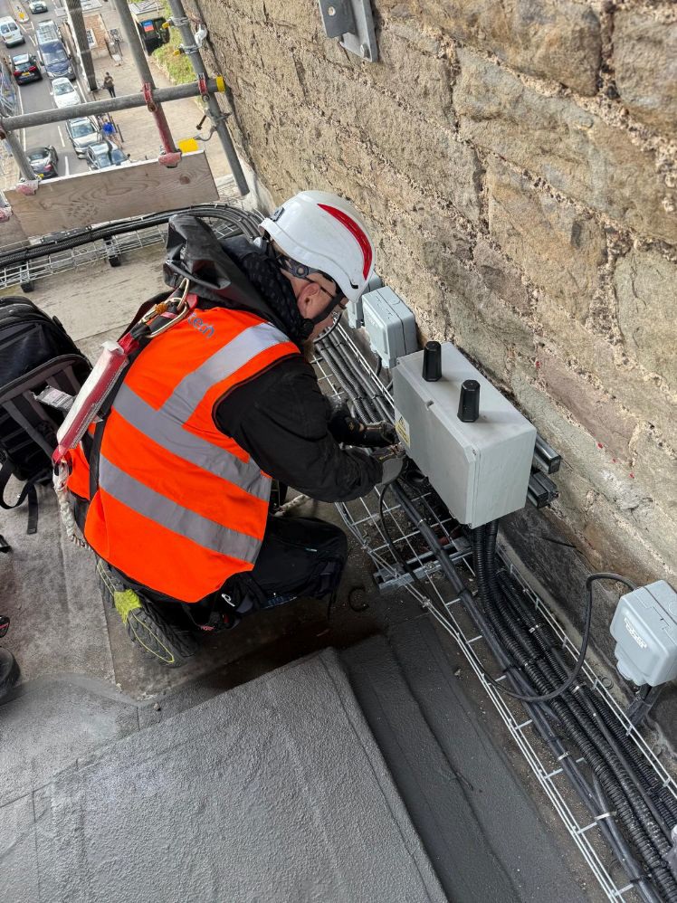 electrician working in the tower arch